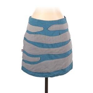 Pygmees blue and grey felt patterned mini skirt, size small